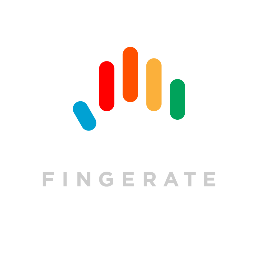Logo of the product FingeRate bot, a touchless survey system 