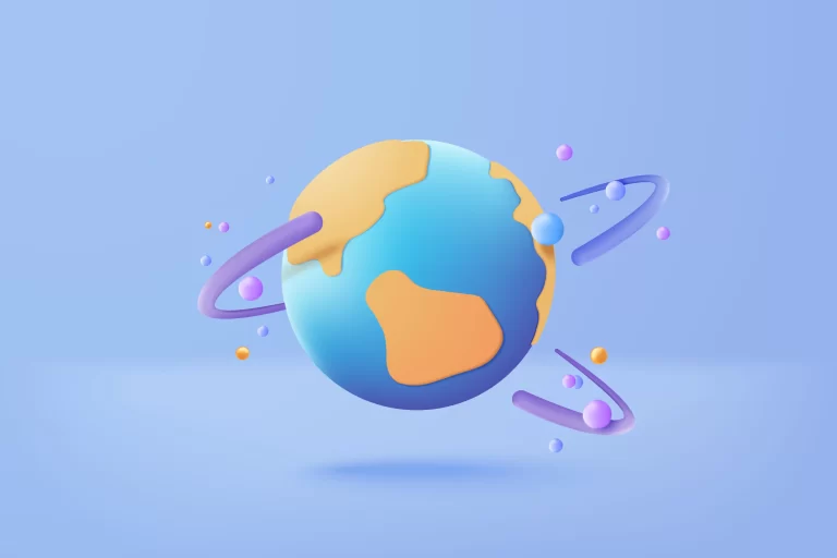 3D model of a planet with blue background